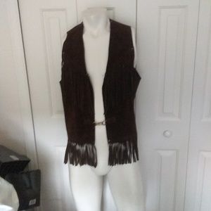 Western  suede  fringed vest $38+Free $38 Sz sm-me